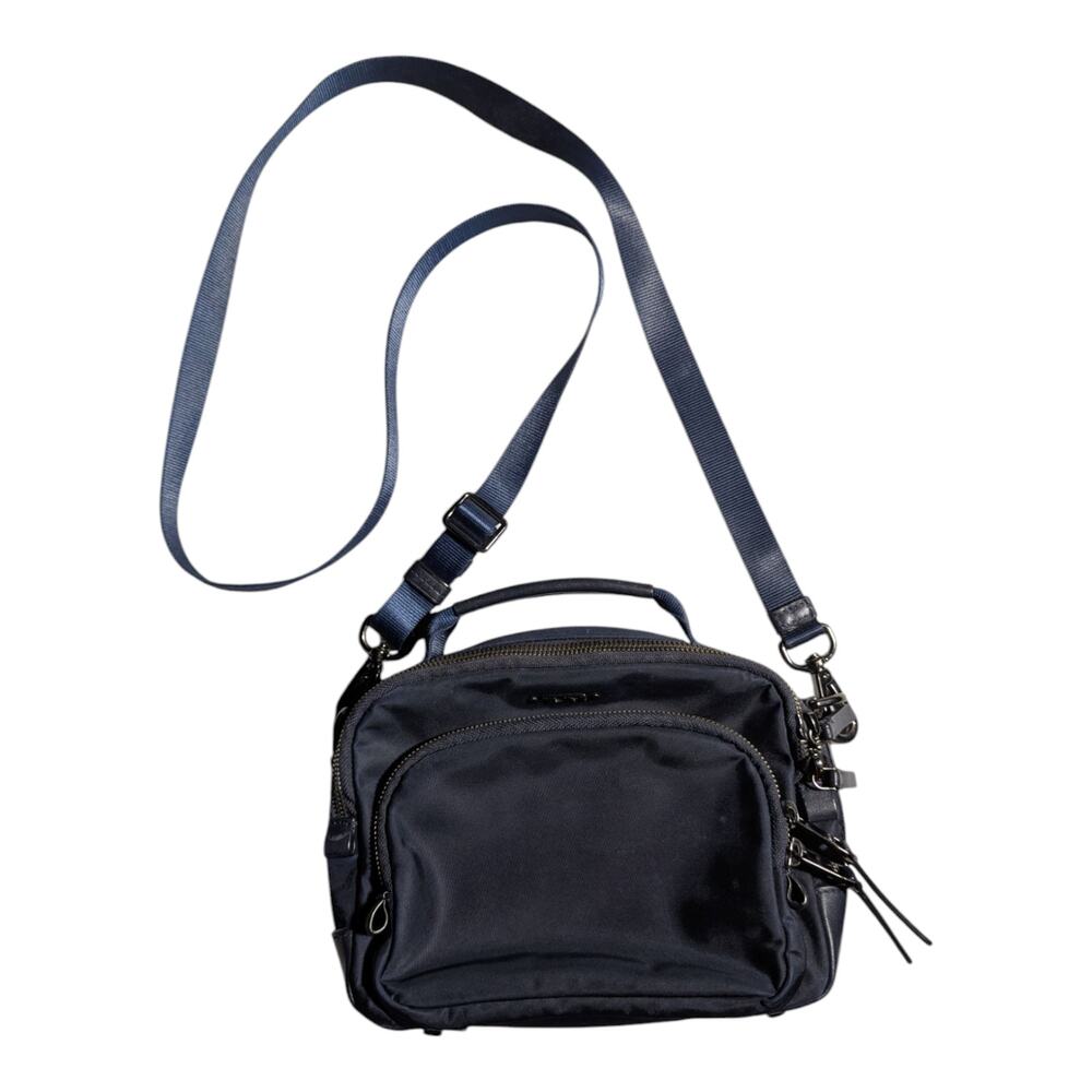 Tumi Navy Voyageur Troy Crossbody Bag  Marine Blue Silver Hardware.